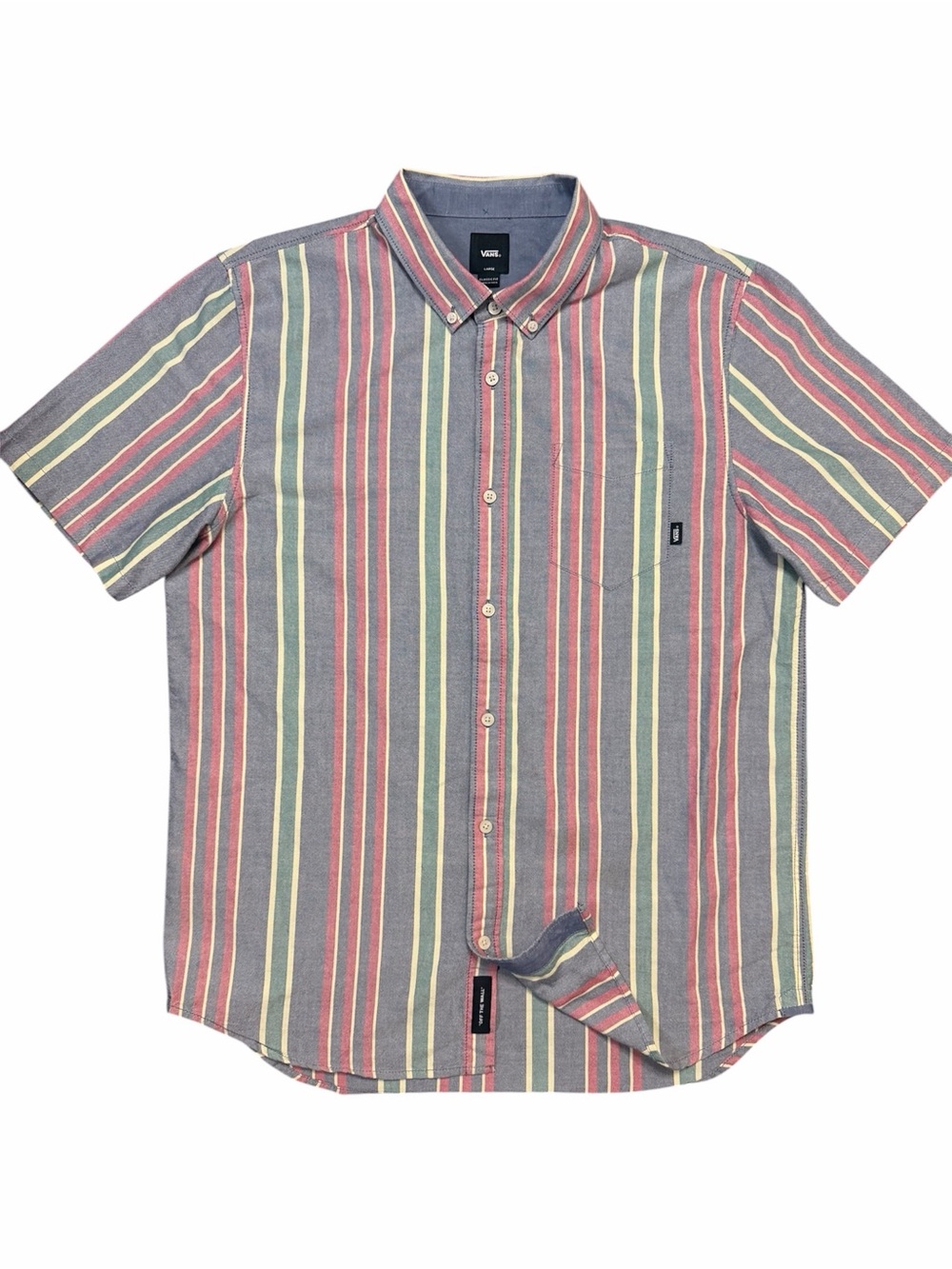 Vans Multicolor Vertical Stripe Short Sleeve Button-Up Shirt